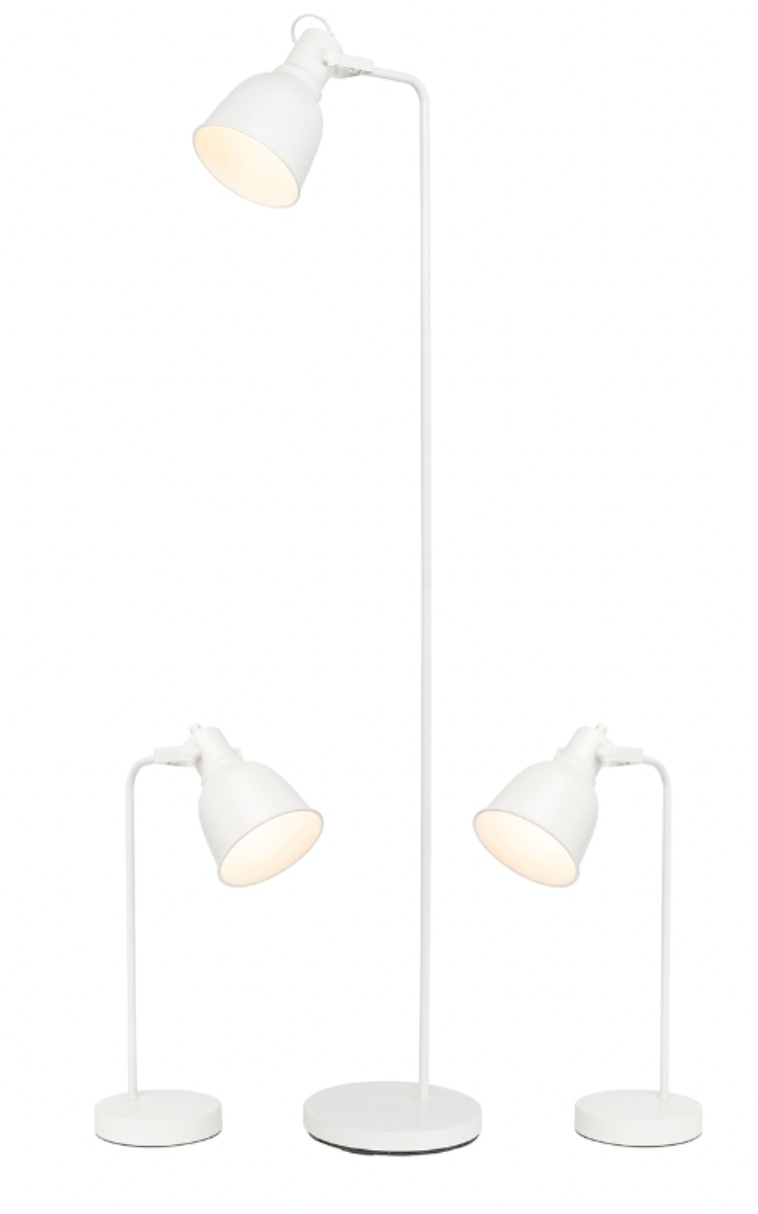 Brilliant Milly Floor and Table Combo Lamps Set of 3 White