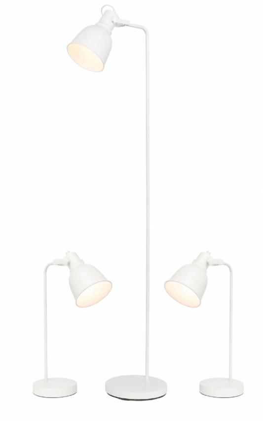 Brilliant Milly Floor and Table Combo Lamps Set of 3 White