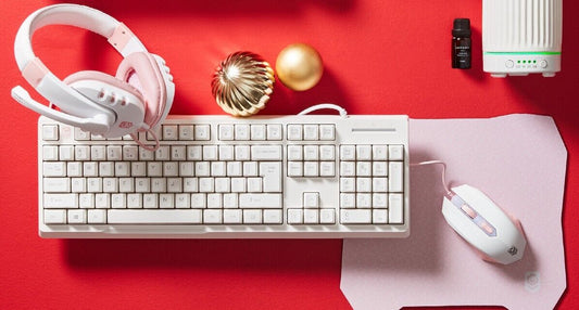 Gaming 4 in 1 combo Keyboard Mouse with Pad Stereo Headphone Mic Student Pink