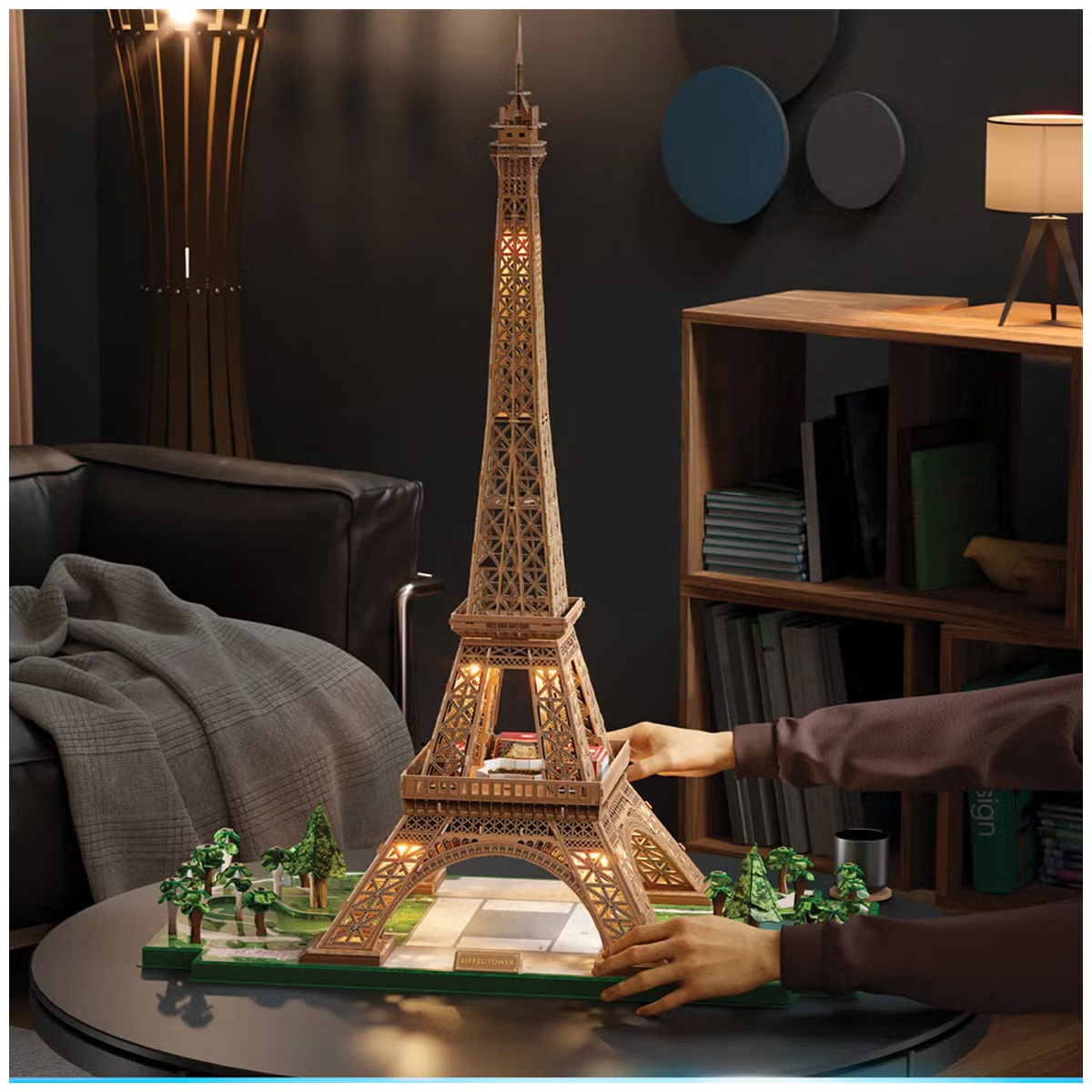 90CM 4D Build Eiffel Tower 3D Puzzle Model Kit LED Lights 252 Pieces 6077962
