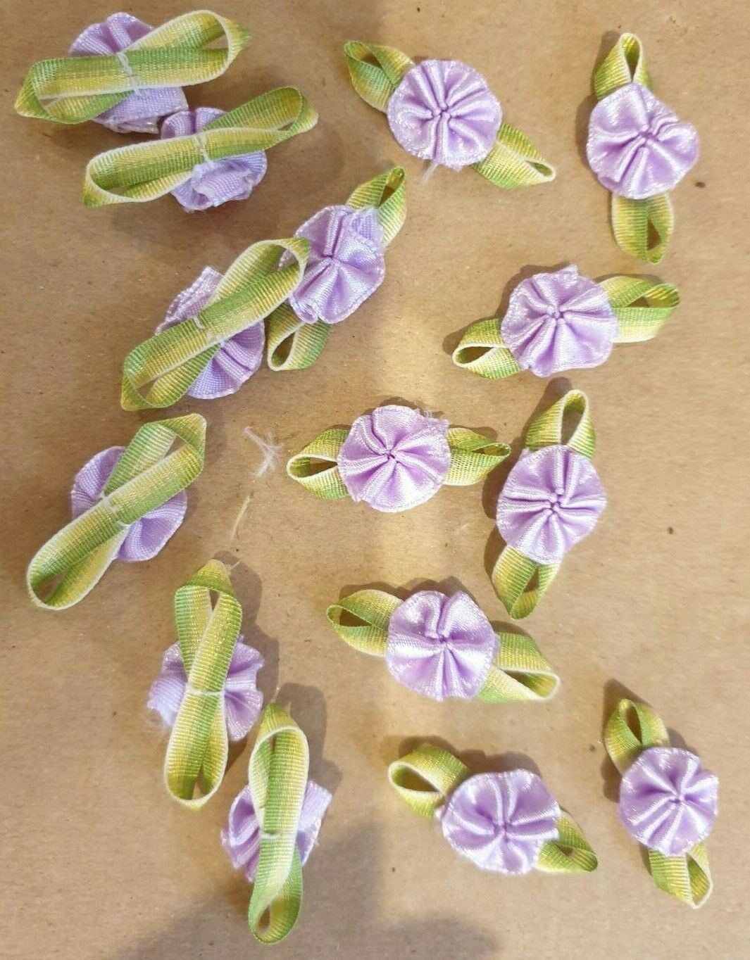 10x Handmade Ribbon Rosettes Fabric Flowers For Wedding,Clothes Embellishment