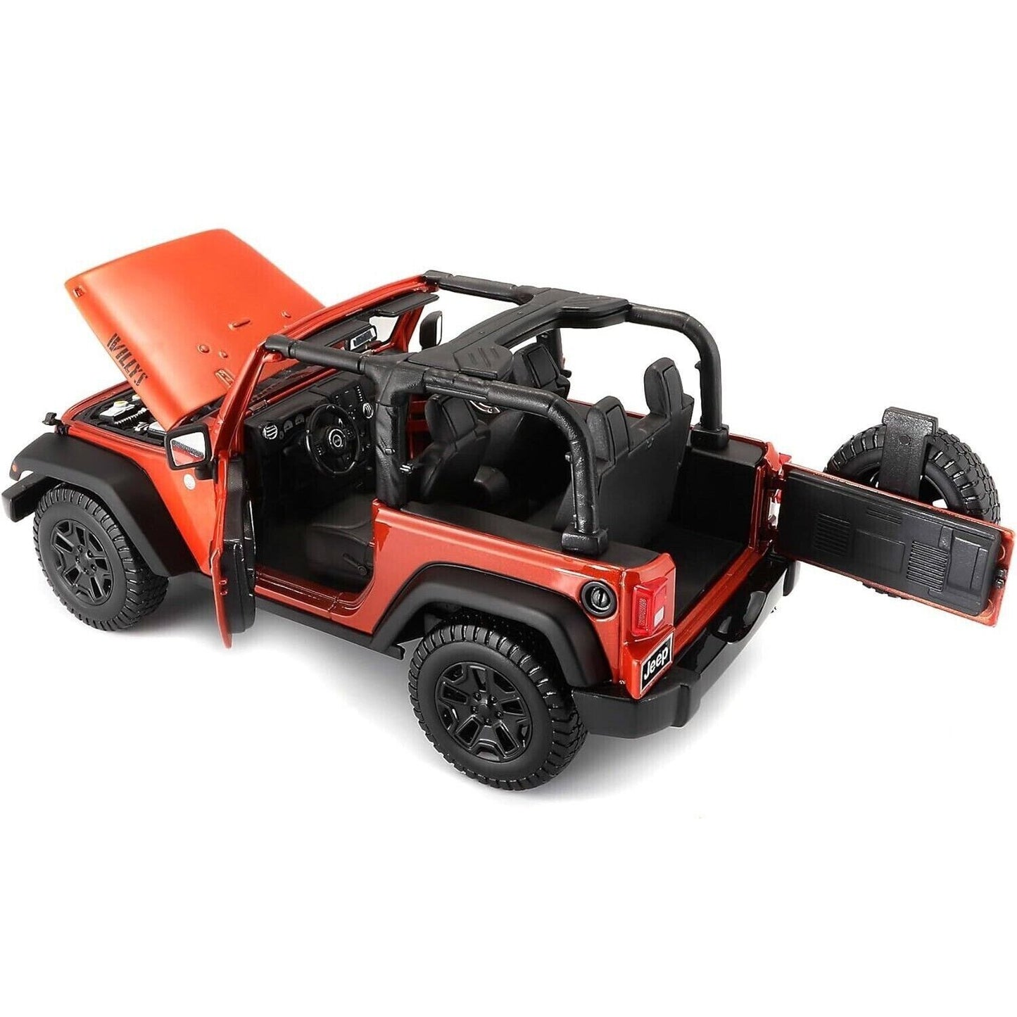 Maisto Orange 2014 Jeep Wrangler Willys Topless Kids Model Diecast Toy Car 1:18