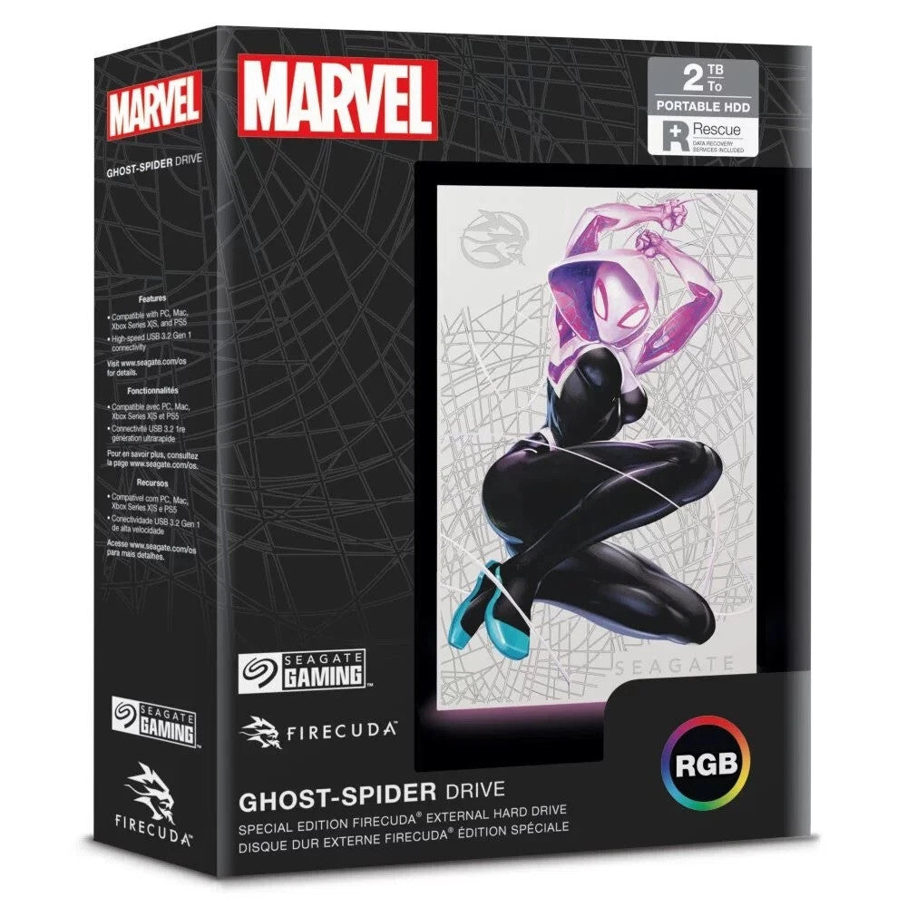 Seagate FireCuda External Gaming Hard Drive 2TB Portable HDD Marvel GhostSpider