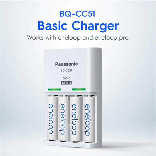 Panasonic Official Charger with 4x AA / AAA Eneloop or Pro NiMH Batteries