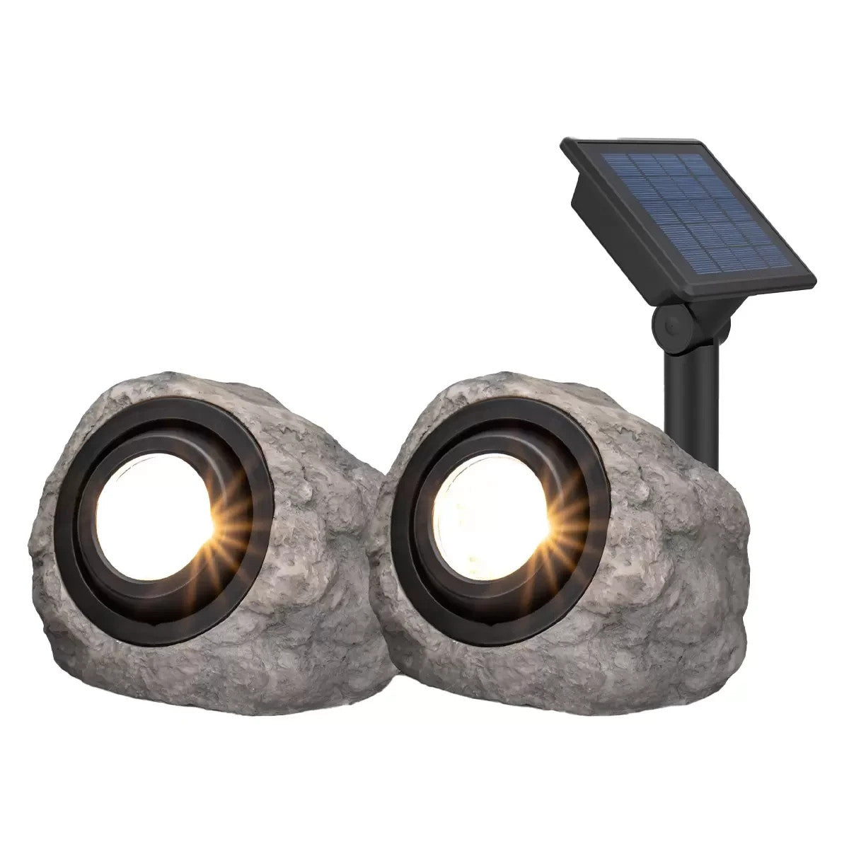 Solar LED Rock Spotlight 2 Pack For Outdoor Garden Weather Resistant