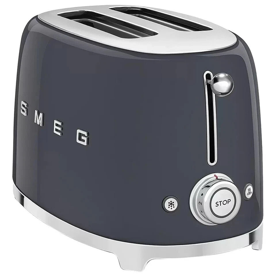 Smeg 50s Retro Style 2 Slice Toaster Slate Grey TSF01GRAU Black Kitchen Toasters