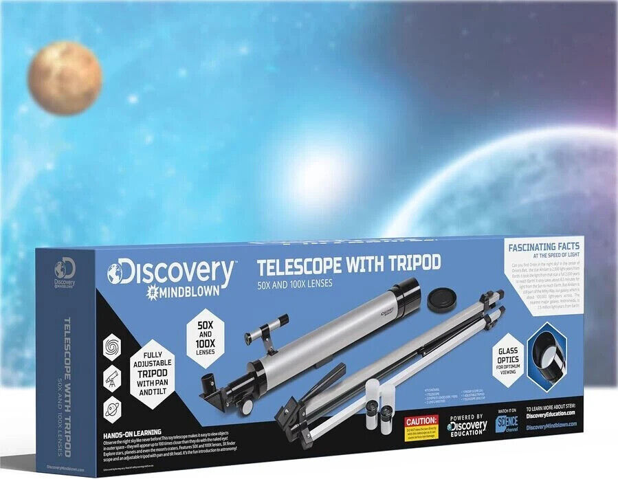 Discovery #Mindblown Telescope with Tripod 100x and 50x Lenes inc. Kids Sized