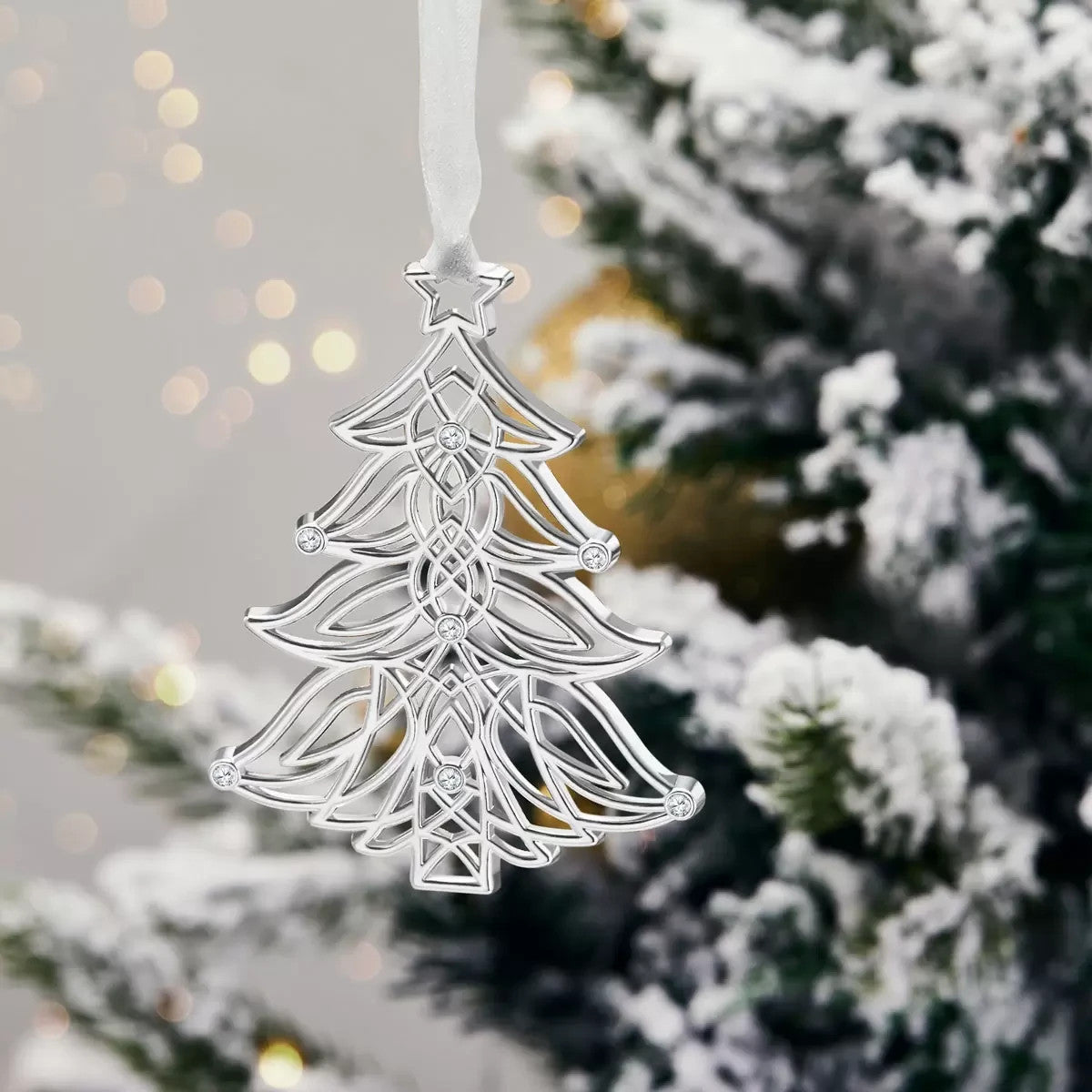 Mestige Luxury Christmas Tree Ornaments 5 Pcs Swarovski Crystal Elements Silver