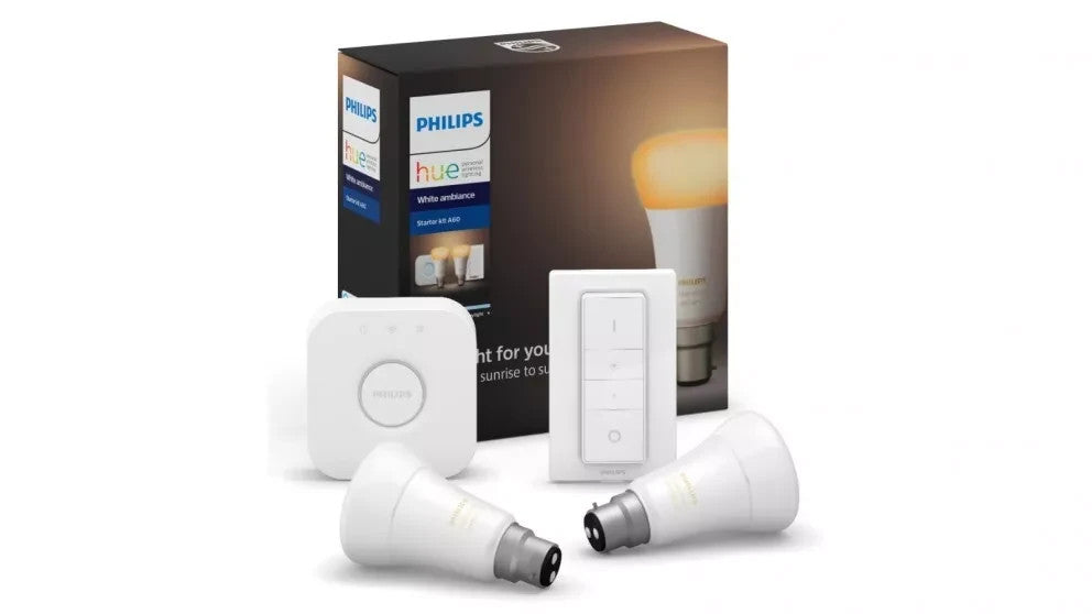  Philips HUE White Ambiance Bluetooth Light Starter Kit/B22 Bulb/Switch/Bridge