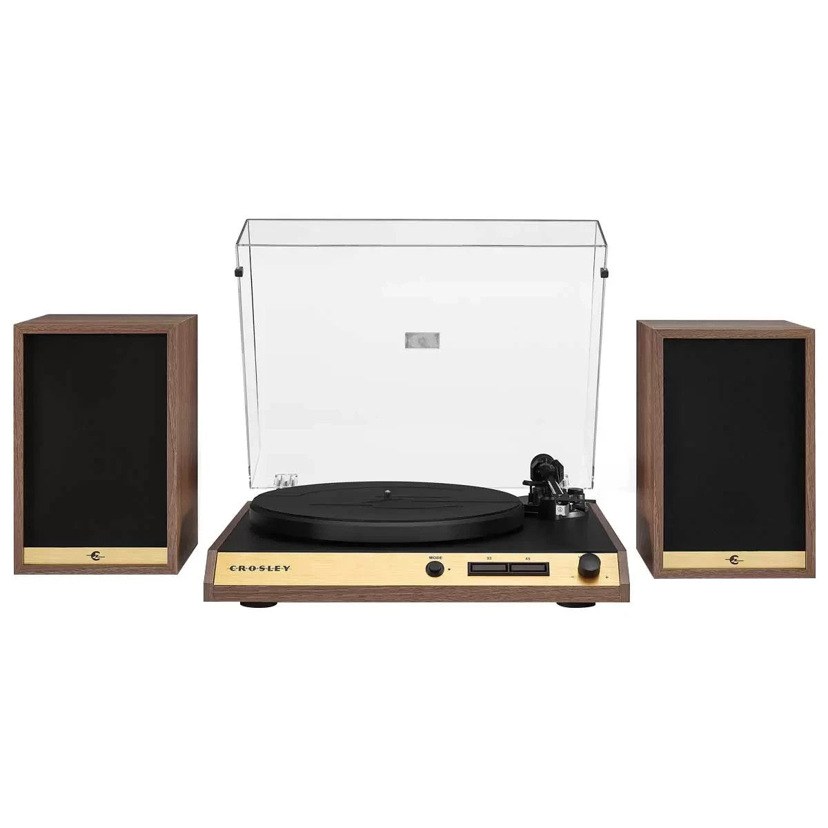 Crosley C72 Record Vinyl Shelf Turntable with Speakers Walnut CR72A-WA