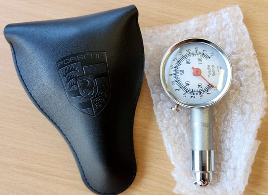 Genuine Porsche Tyre Pressure Gauge with Leather Case
