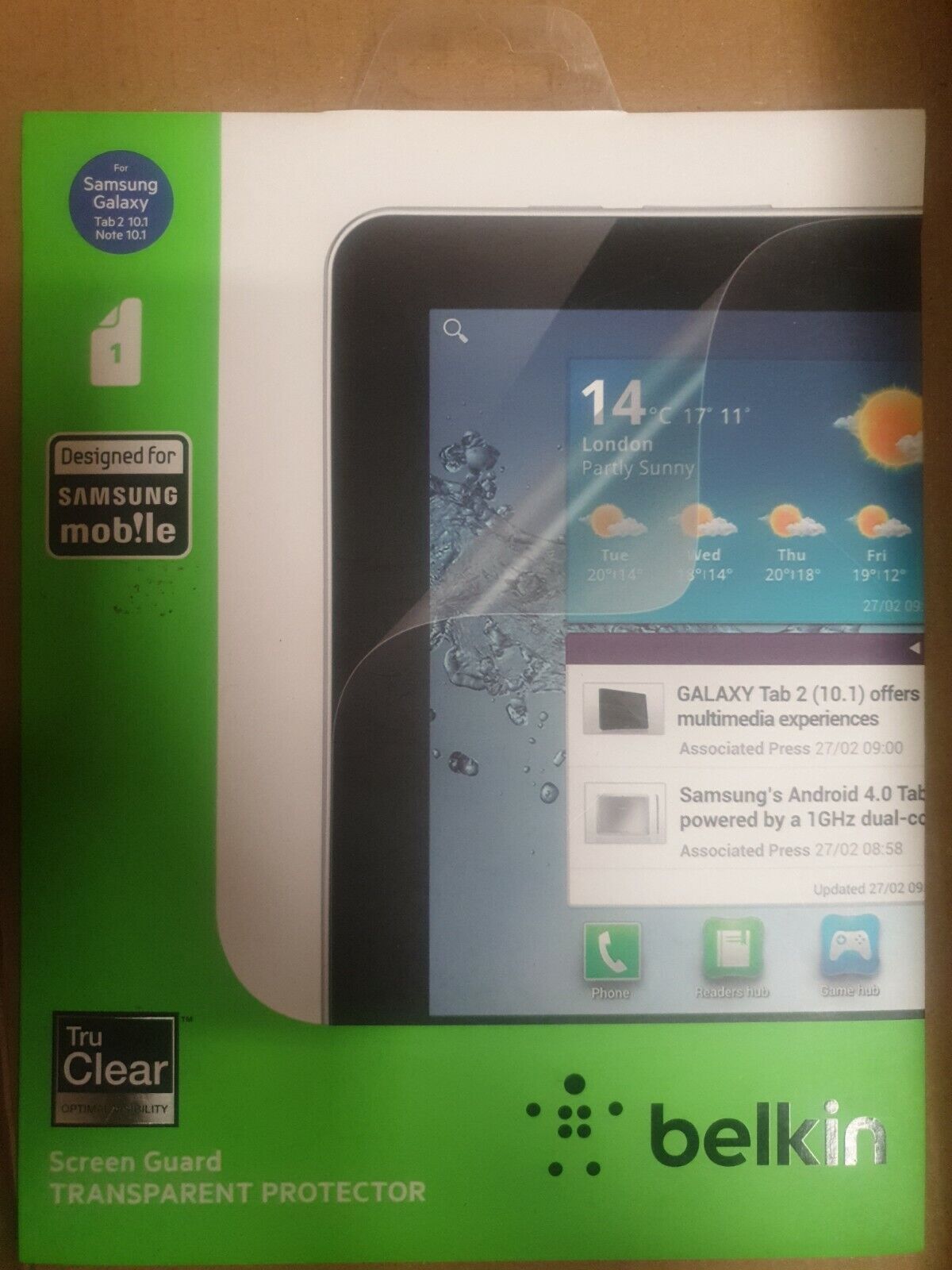 BELKIN SCREEN PROTECTOR FOR SAMSUNG GALAXY TAB 2 NOTE 10.1 TRANSPARENT F8N836QE