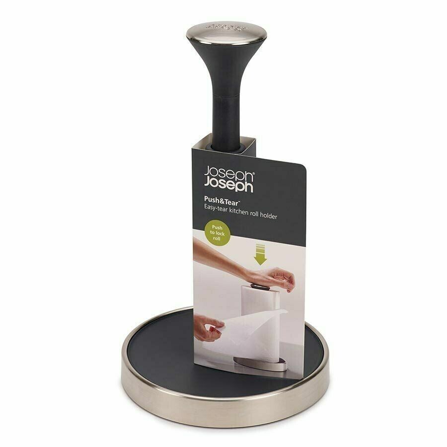 Joseph Joseph Tissue Paper Towel Roll Holder Stand Push & Tear Kitchen Steel