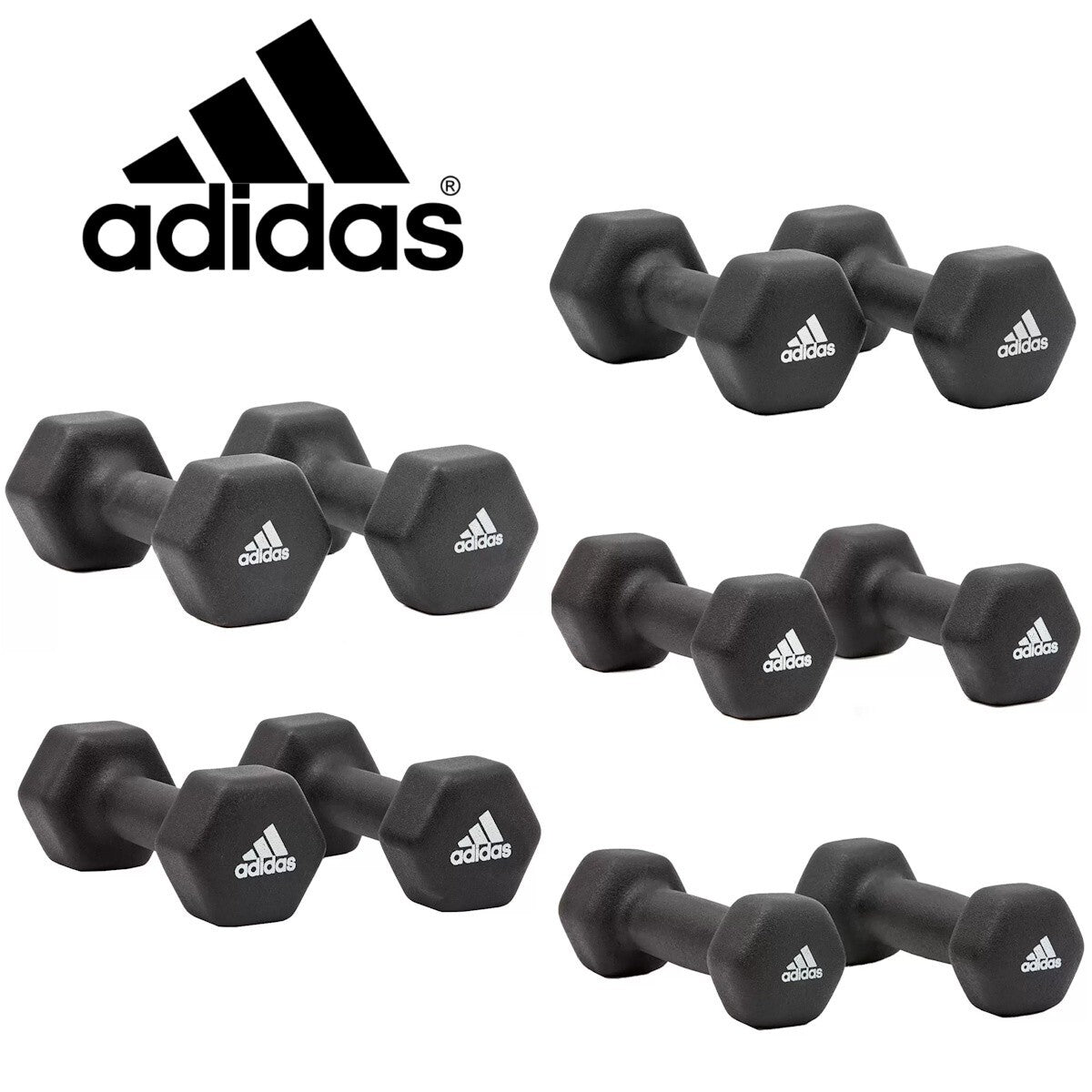 Adidas Dumbbells Weights Set Fitness Gym Workout Pair Of 1Kg ,2Kg, 3Kg, 4Kg, 5Kg