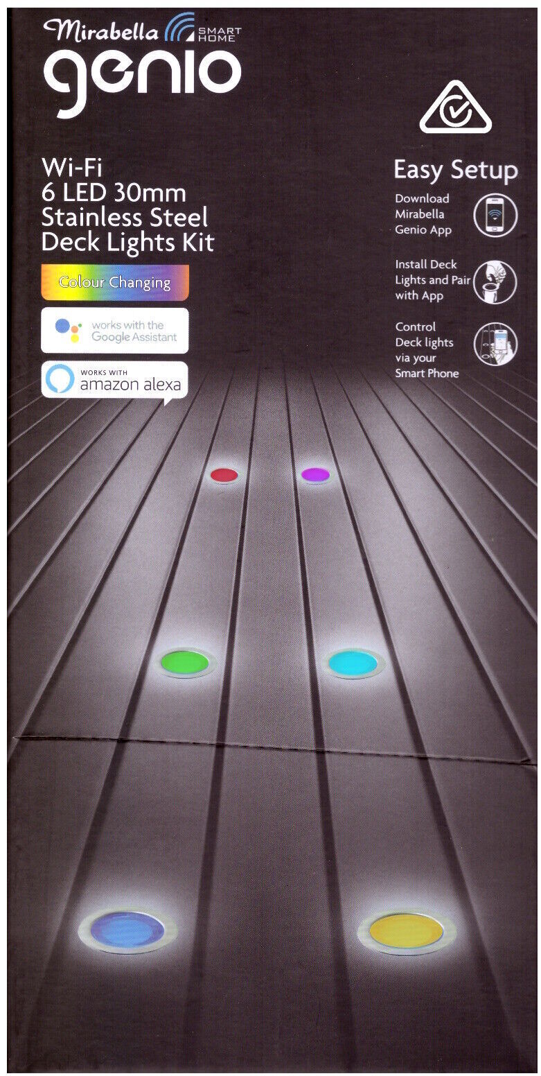 Mirabella Genio Smart WIFI RGB/White 6 LED 30mm Stainless Steel Deck Light Kit