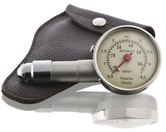 Genuine Porsche Tyre Pressure Gauge with Leather Case