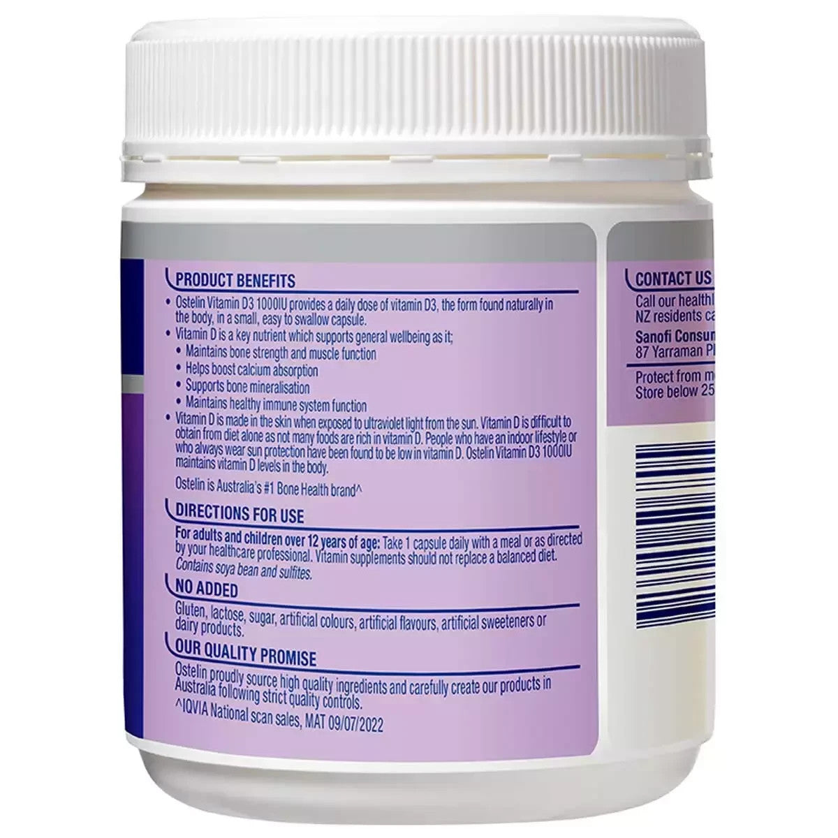 Brand Ostelin Vitamin D3 1000IU Maintain Muscle & Bone Strength 400 Capsules