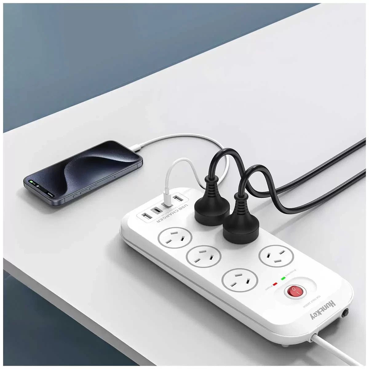 2x Huntkey 6 AC Outlets Surge Protector Powerboard 2X PD20 USB C, USB A Charger