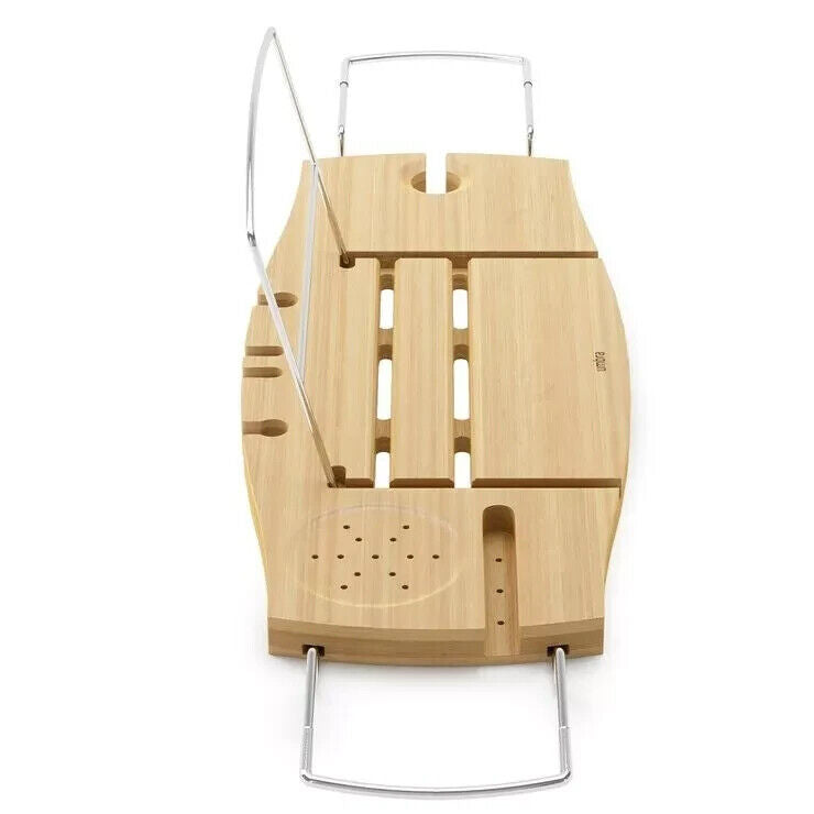 Umbra Aquala Bamboo Extendable Bath Tub Caddy Wine Glass Ipad Book Holder