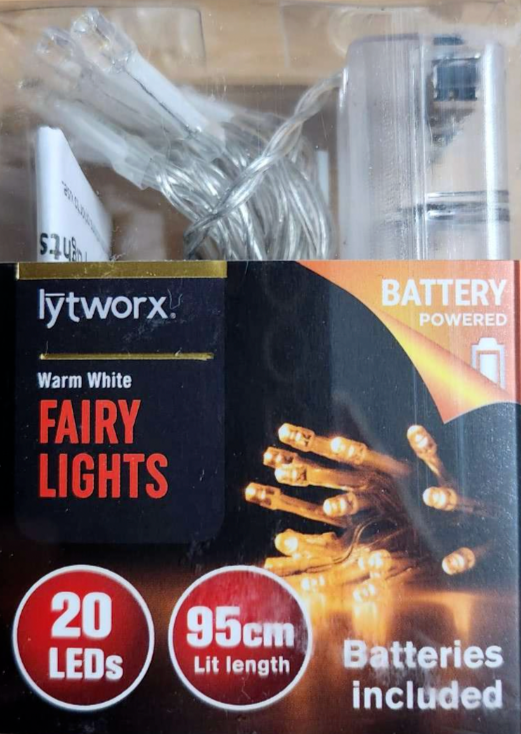 20 LEDs Warm White Fairy Lights Battery Operated 95cm Length Christmas Party