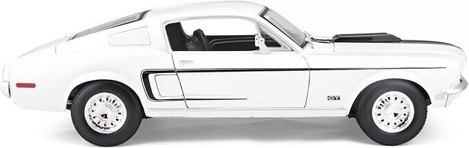 Maisto 1:18 1968 Ford Mustang GT Cobra Jet White Die Cast Toy Diecast Car