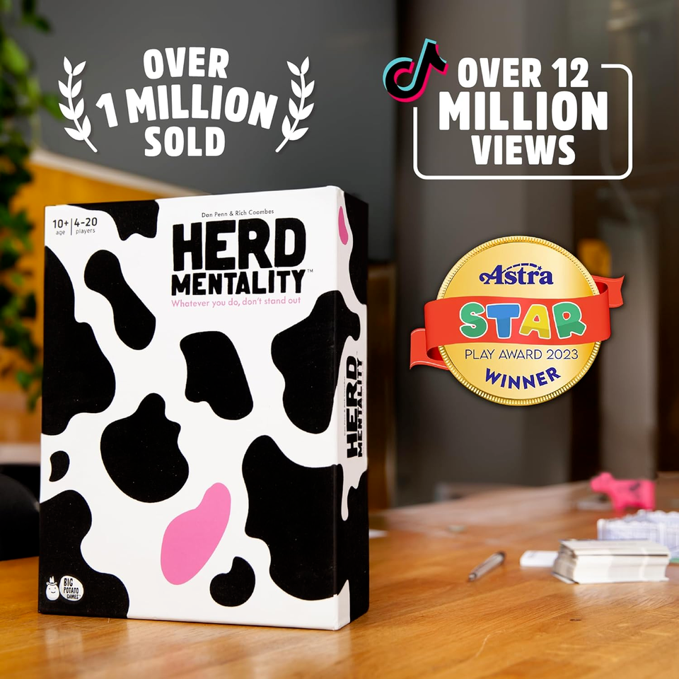Herd Mentality Pink party game for families, friends and cow rustlers