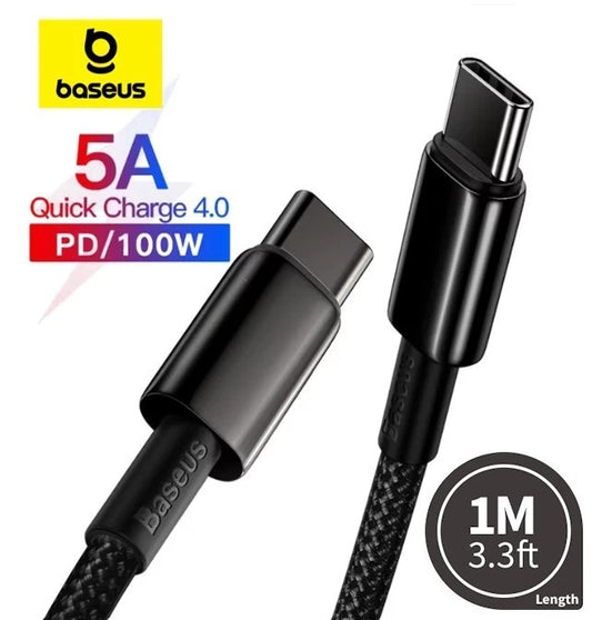 Baseus 100W  5A QC 4.0 Fast Charging Data Cable E-Marker Chips USB-C to USB-C 1M
