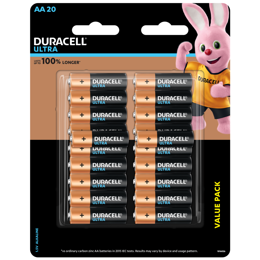 Duracell Ultra AA Alkaline Long Life Hi Density Core Batteries 20pc