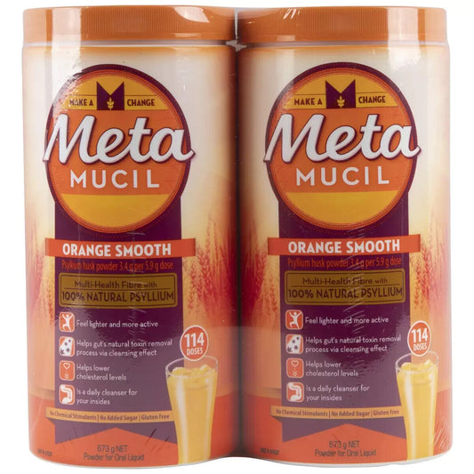 Metamucil Daily Fibre Supplement Natural Psyllium Orange Smooth 228 Doses 1.35kg