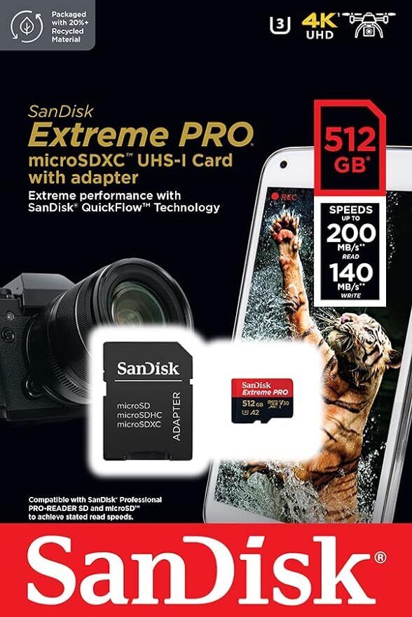 SanDisk Extreme Pro Micro SD 32GB 64GB 128GB 256GB SD Card 4K UHD A1 A2 U3 V30