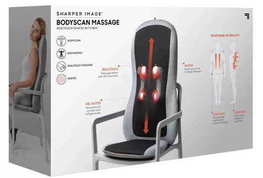 Sharper Image Smart Sense Realtouch Shiatsu Chair Pad Massager With Heat Grey