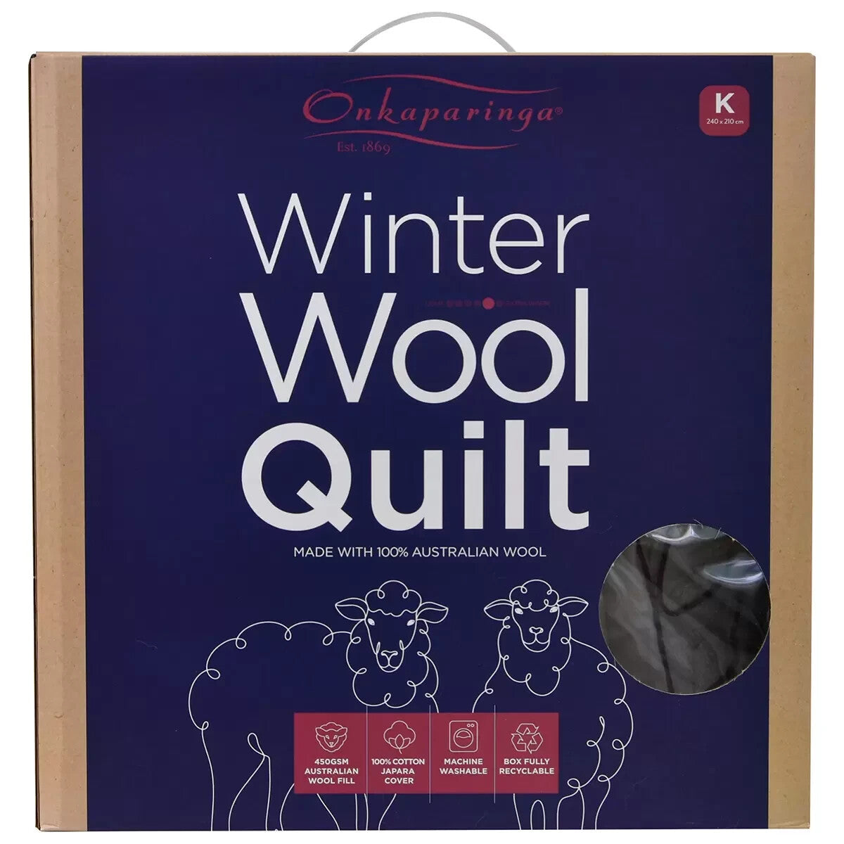 Onkaparinga 100% Australian Wool Quilt Cotton Cover Warm Comfortable King