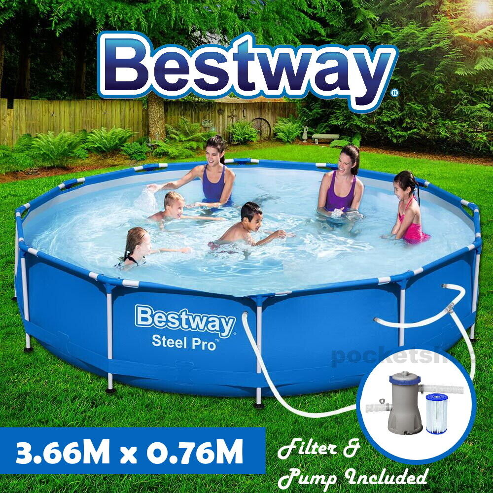 Bestway 12FT Swimming Pool Above Ground Filter Pump 3.66M Power Steel Frame