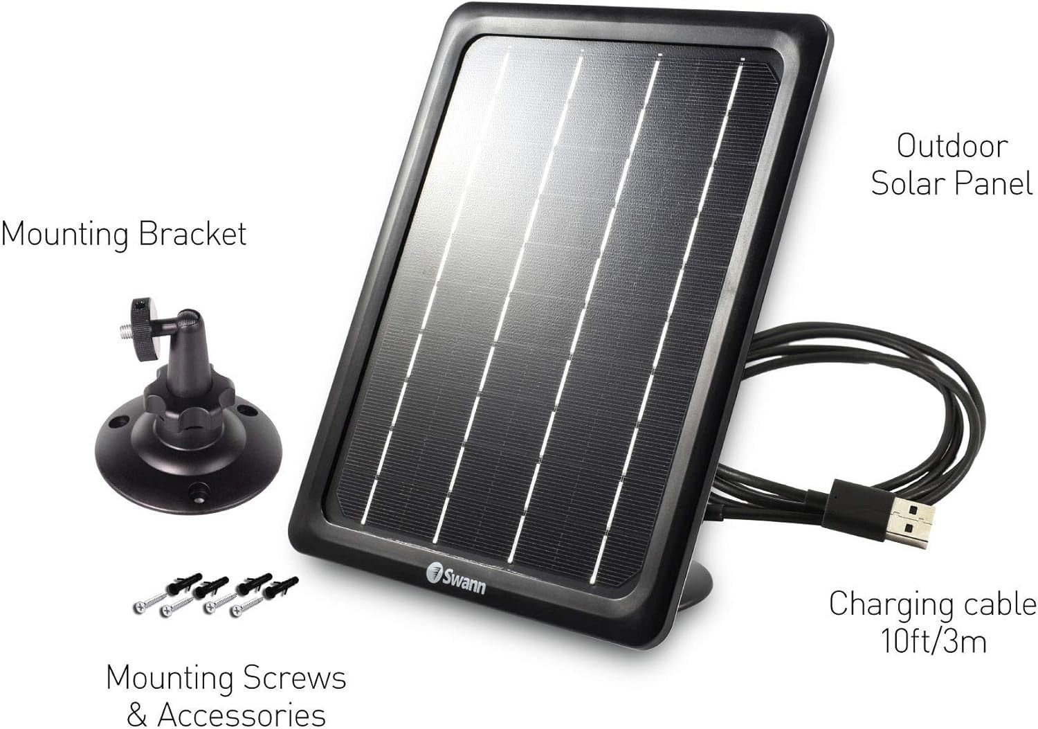 Swann Outdoor Solar Panel with Outdoor Mount Stand for Wire-Free Security Camera