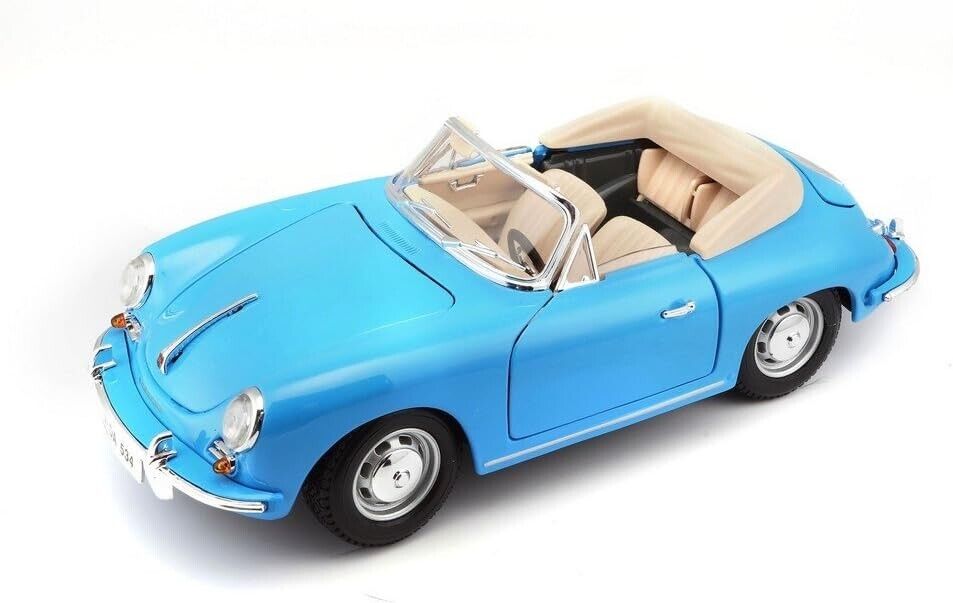 Maisto 1:18 1961 Porsche 356B Cabriolet Blue Metallic Diecast Displace Car Model