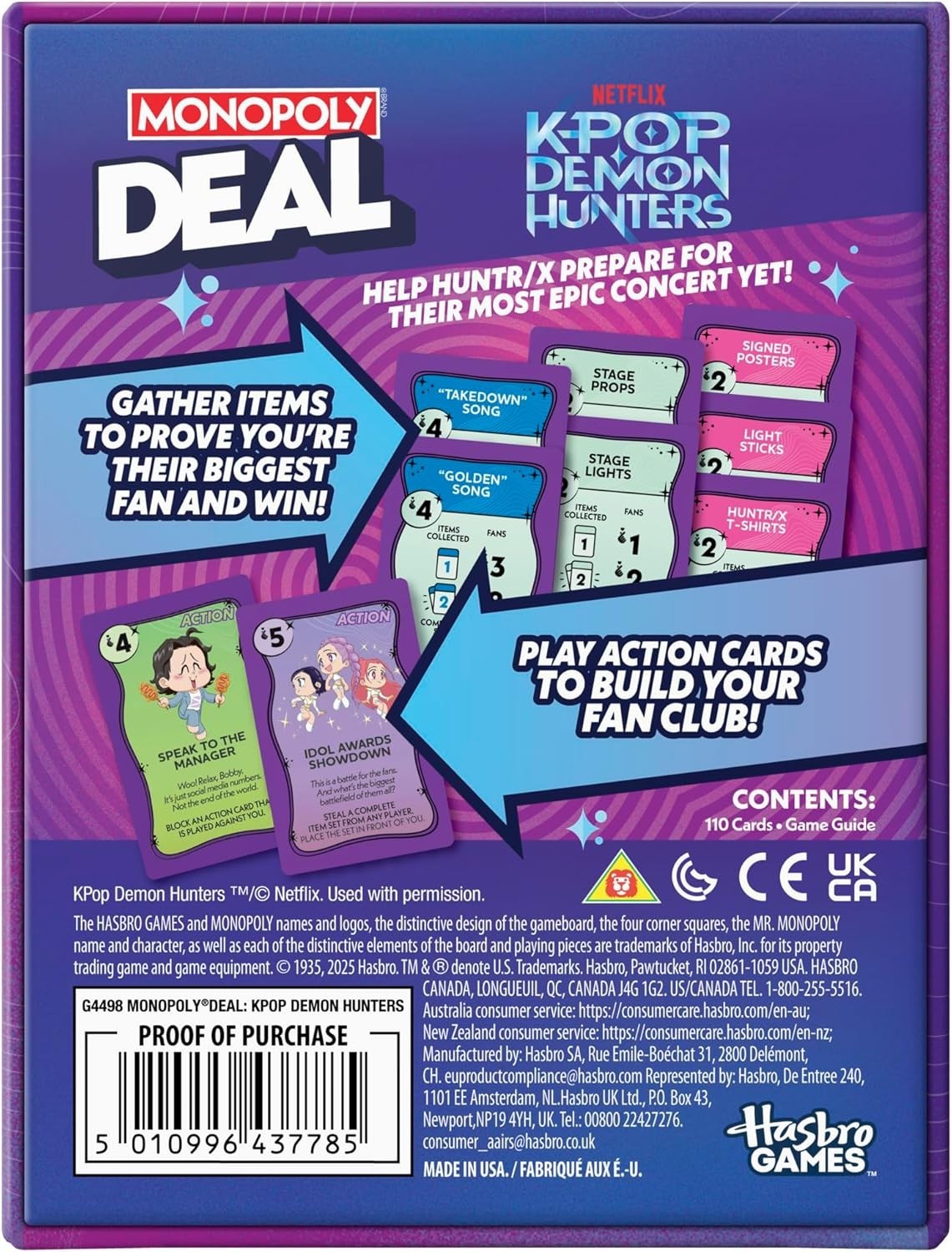 Monopoly Deal - KPop Demon Hunters Edition Card Game "New"