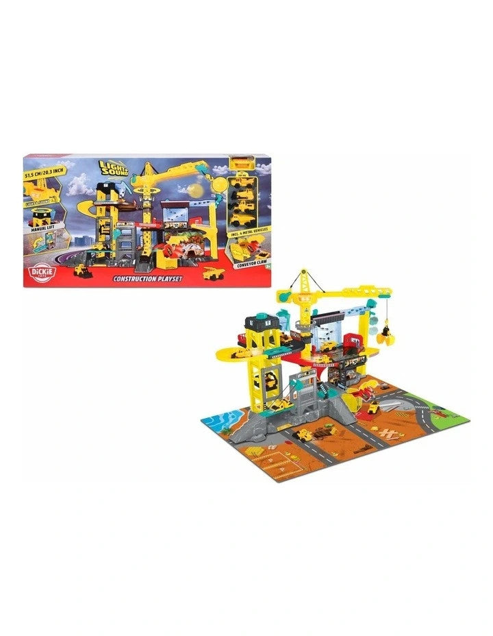 Dickie Toys Construction Playset lights Sounds crane lift conveyor belt Toy Cars