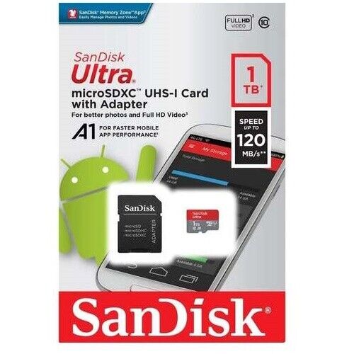SanDisk Ultra 1TB Micro SD SDXC Card 120MB/S Mobile Tablet Memory Card Full HD