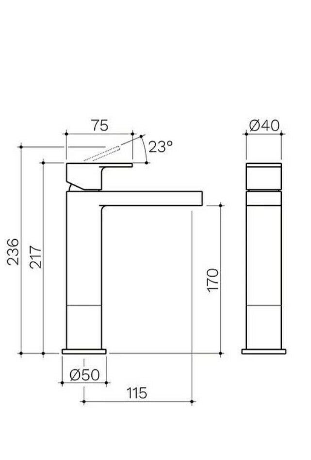 Clark WELS Round Square Tower Basin Mixer Matte Black CL10019.B5A Brand New