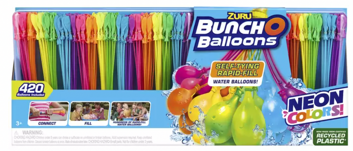 Zuru Bunch O Balloons Neon Colours Splash 12 pack 420 Water Balloons Included