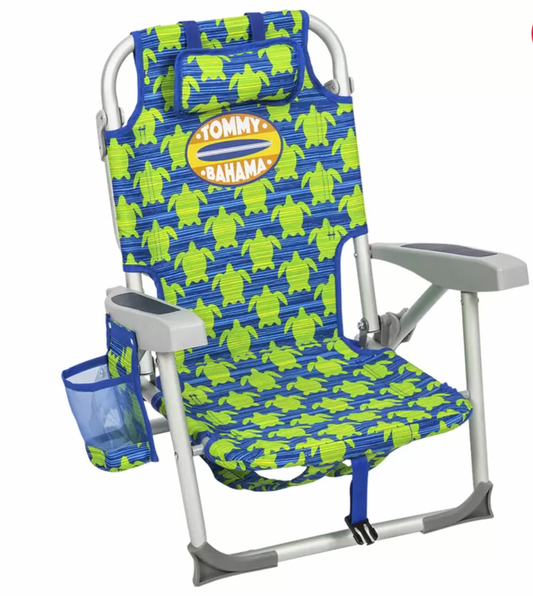 Tommy Bahama 5-Position Kids Backpack Beach Chair with Storage Pouch