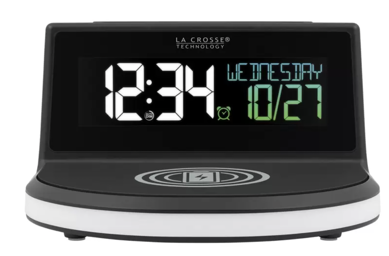 La Crosse Technology 5W Wireless Charging Alarm Clock with Glow Light C75785