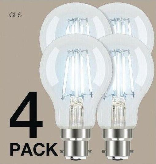 4x Luce Bella 4W LED Light Globes Glass Bulbs Clear Cool White 4000K BC B22 E27