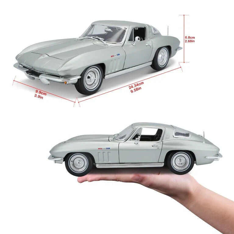 Maisto 1965 Chevrolet Corvette - Grey - 1:18 Diecast Classic Muscle Car