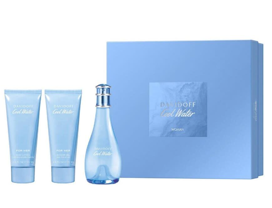 Davidoff Cool Water Woman 3pcs Set 100ml EDT, Shower Gel 75ml, Body Lotion 75ml