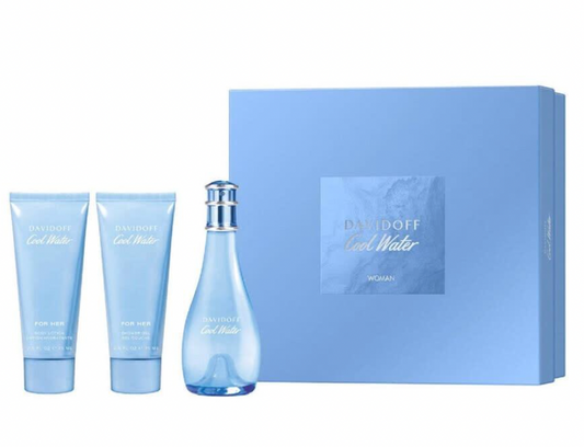 Davidoff Cool Water Woman 3pcs Set 100ml EDT, Shower Gel 75ml, Body Lotion 75ml