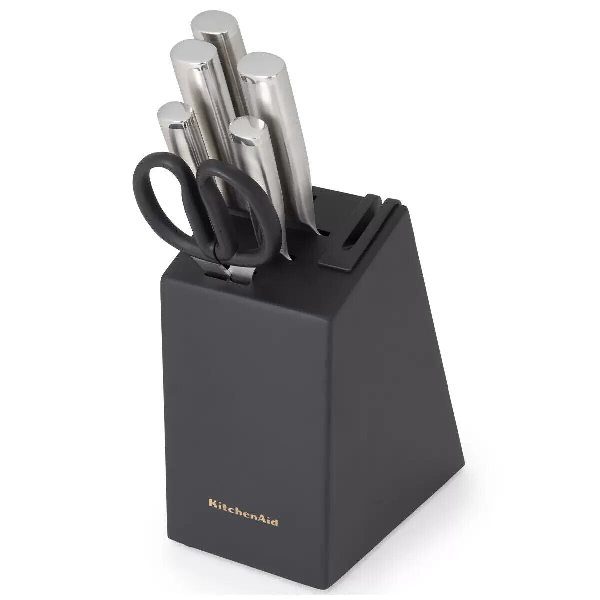 KitchenAid 7-Piece Birchwood Knife Block Set Built-In Sharpener Forged Stainless