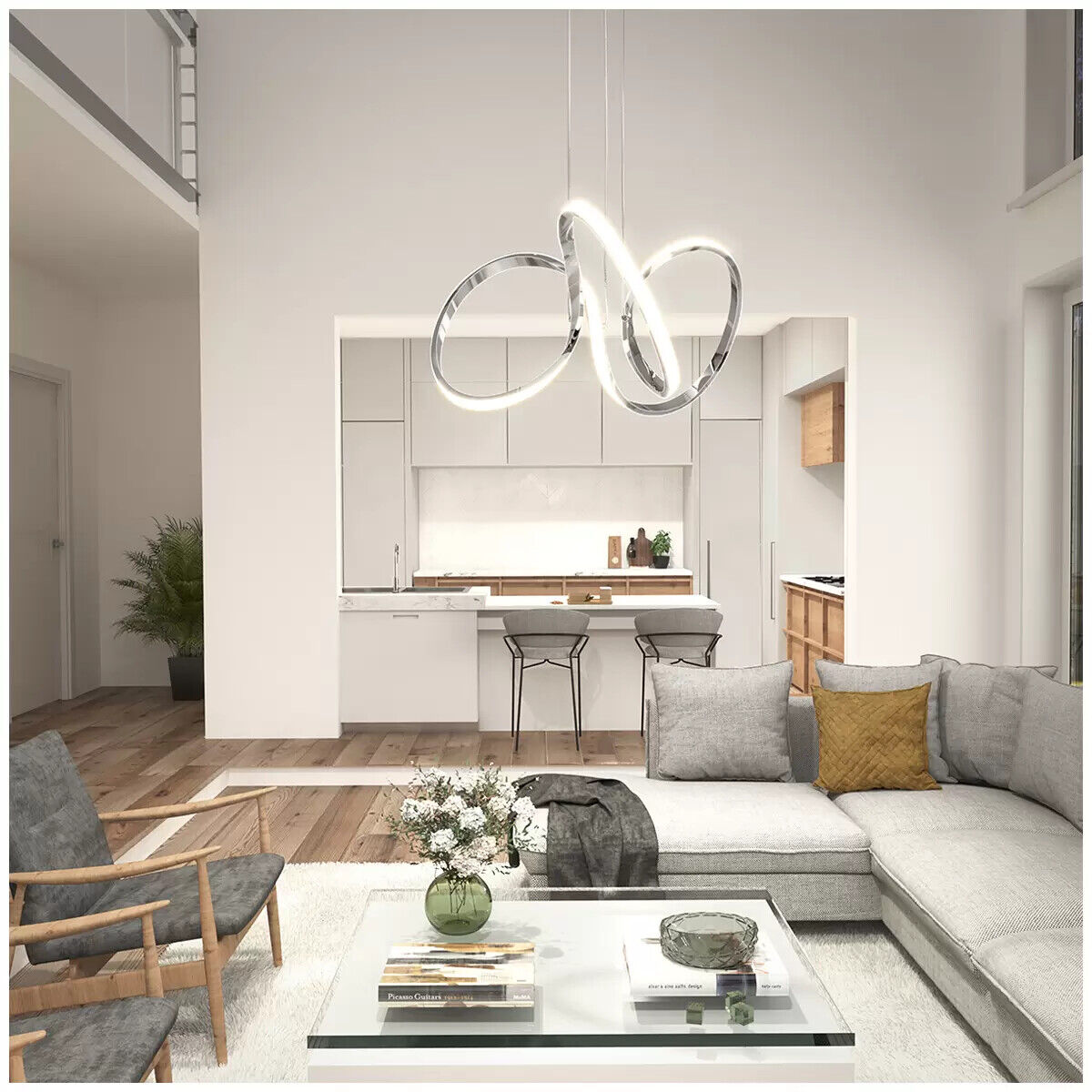 Artika Swirl Integrated LED Pendant Light Dimmable Adjustable Height