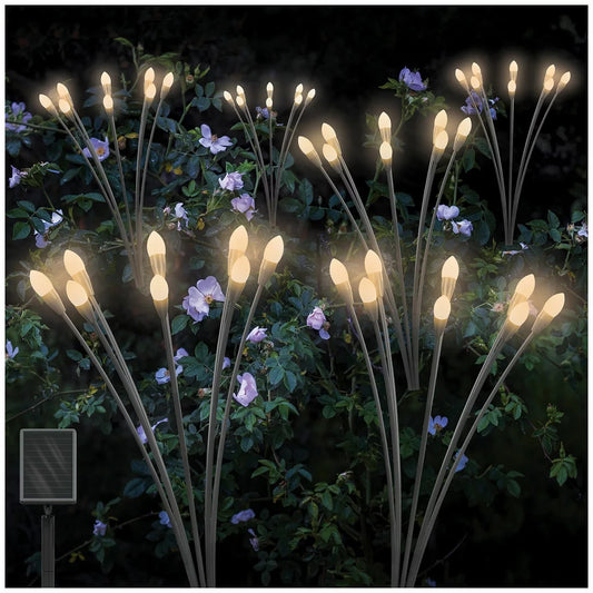 4 Pack Solar Garden Firefly Lights,8 LED Outdoor Waterproof Powered Firefly Wind