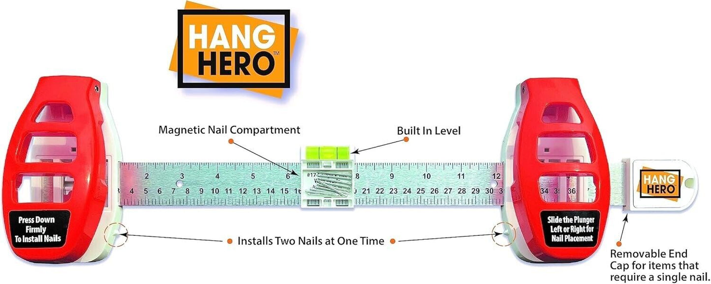 HANG HERO Picture Frame Hanging Tool AS SEEN ON TV Built-In Level No Tools Easy